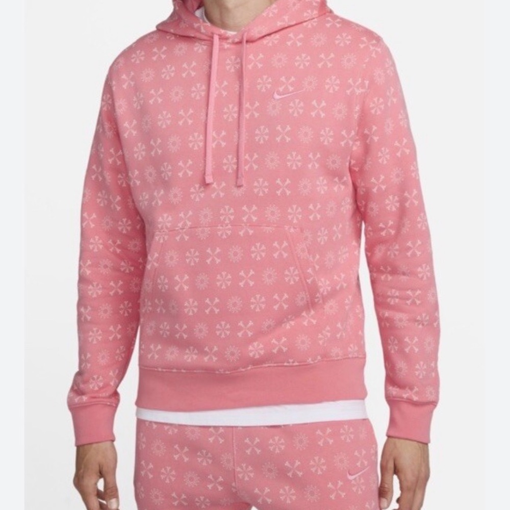 Nike Men's Pink Patterned Hoodie